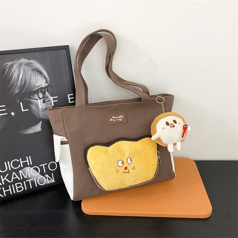 GUCSELECTED(B1985) กระเป๋าผ้าแคนวาสน้องขนมปัง สะพายไหล่ (ไม่มีที่ห้อยแถมนะค่า)