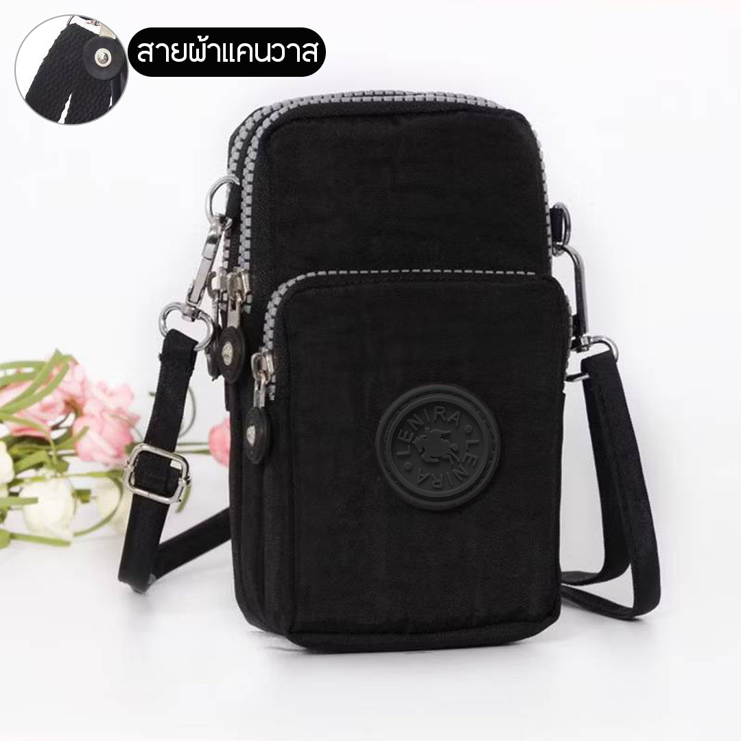 GUCSELECTED(B2284) กระเป๋าสะพายข้างใส่มือถือป้าย (LENIRA) เป็นผ้าไนล่อน