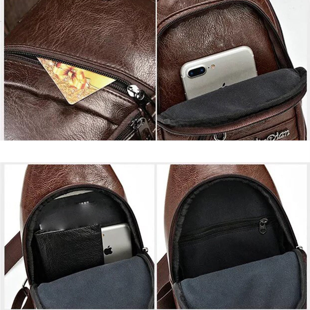 GUC SELECTEDกระเป๋าคาดอกหนังเงาซิปเฉี่ยง(B936)