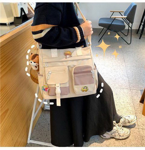 GUC SELECTED(B1623) กระเป๋าสะพายข้างใบใหญ่ กระเป๋าถือ ผ้าไนล่อน มีหลายช่อง กระเป๋าแฟชั่นผู้หญิง