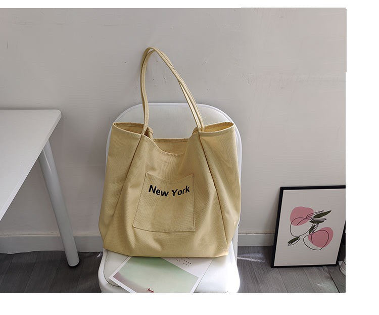 GUCSELECTED(B1671) กระเป๋าผ้าใบใหญ่สีสันสดใส สะพายไหล่ ผ้าแคนวาส