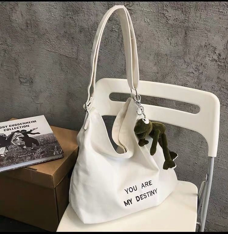 GUCSELECTED(B1754) กระเป๋าผ้าสะพายข้าง YOU ARE MY DESTINY(มีเข็มกลัดแถมให้)