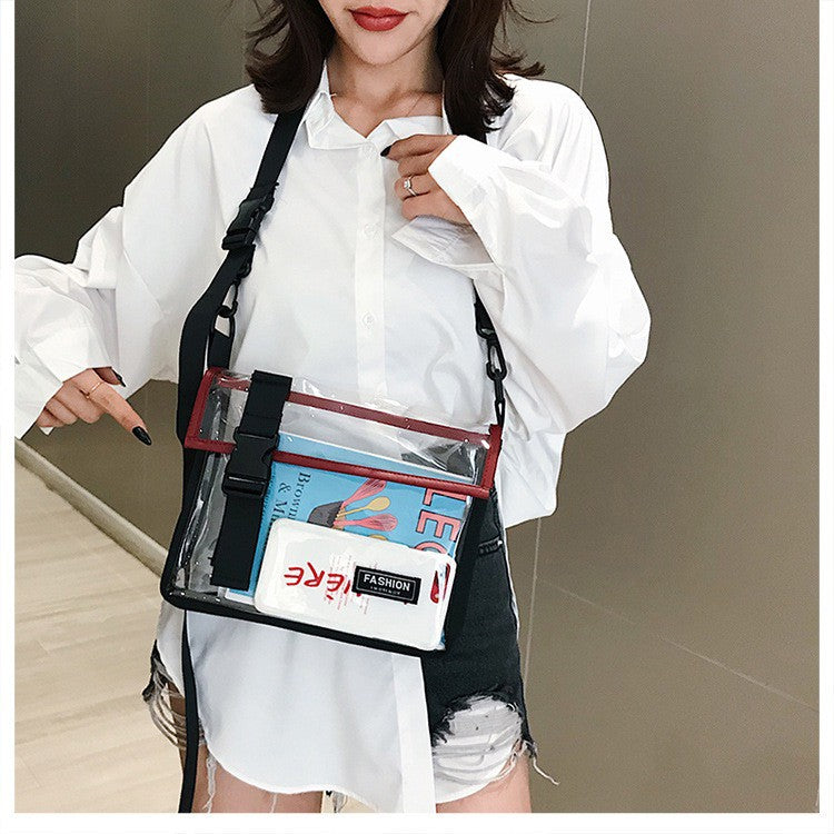 GUCSELECTED(B1790) กระเป๋าสะพายข้างพลาสติกใสกันน้ำ FASHION