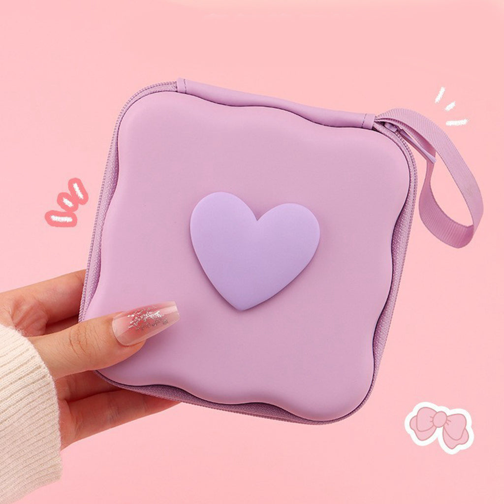 GUCSELECTED(B2347) กระเป๋าจัดระเบียบอเนกประสงค์หูฟัง สายชาร์จ ลายหัวใจ เก็บอุปกรณ์ที่ชาร์จแบต