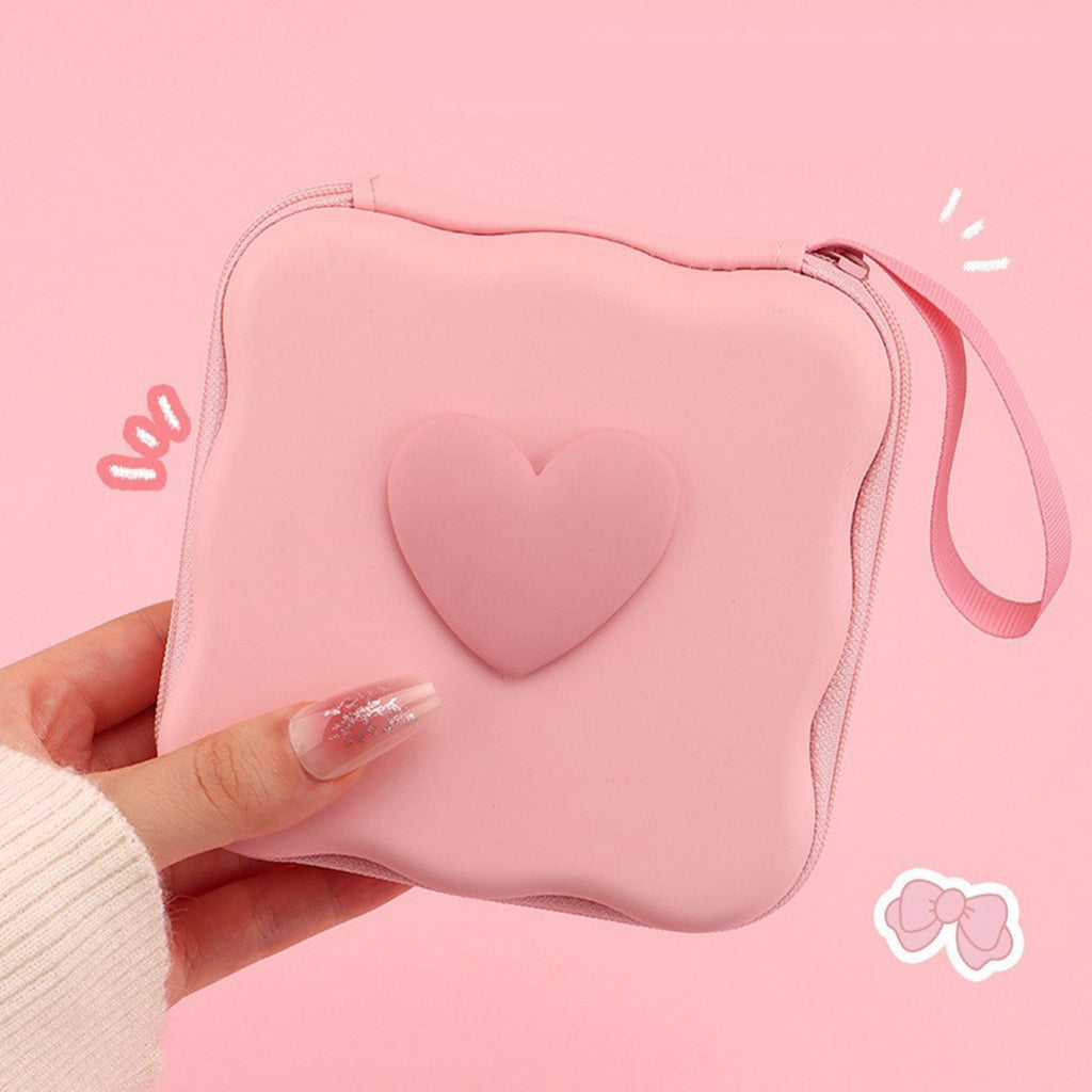 GUCSELECTED(B2347) กระเป๋าจัดระเบียบอเนกประสงค์หูฟัง สายชาร์จ ลายหัวใจ เก็บอุปกรณ์ที่ชาร์จแบต