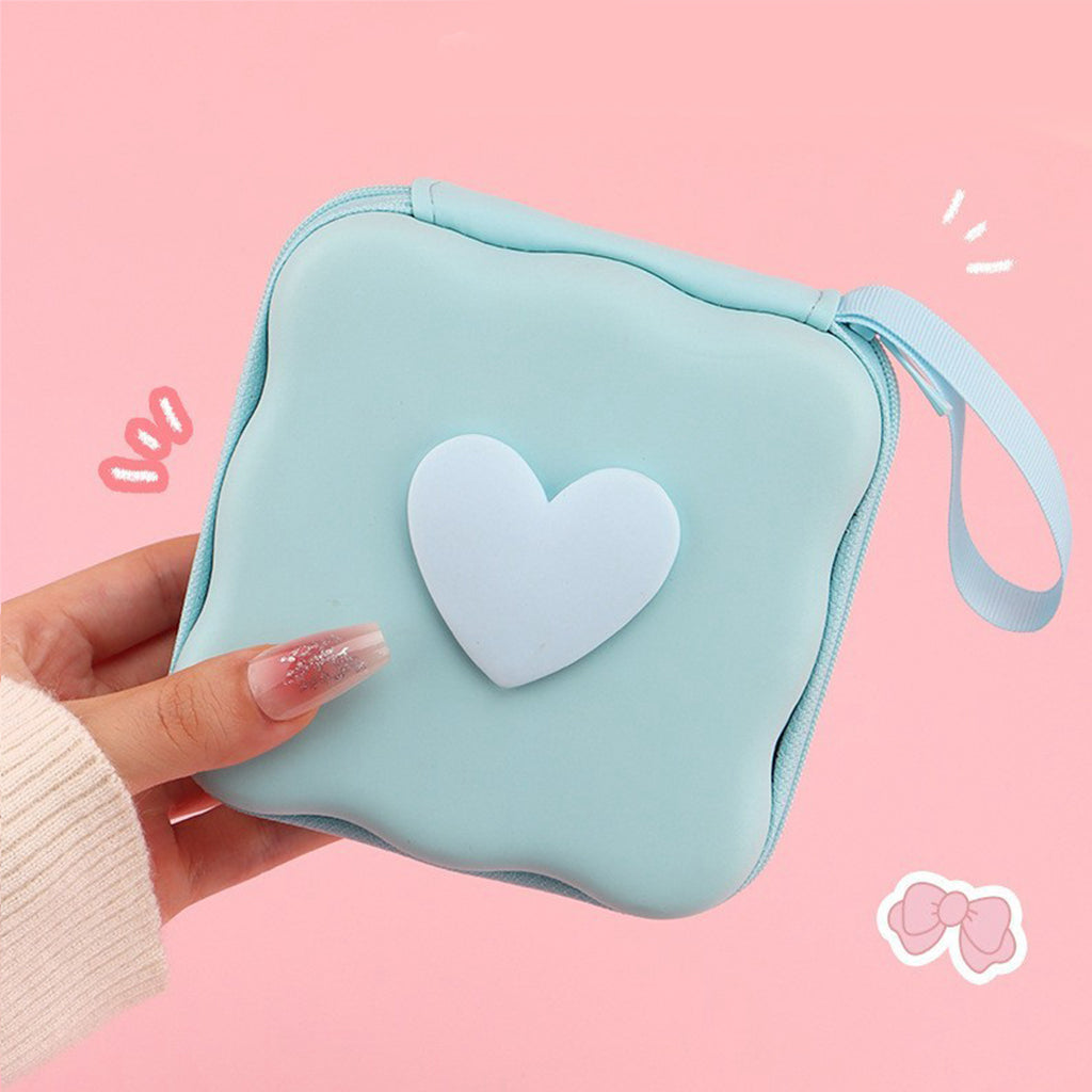 GUCSELECTED(B2347) กระเป๋าจัดระเบียบอเนกประสงค์หูฟัง สายชาร์จ ลายหัวใจ เก็บอุปกรณ์ที่ชาร์จแบต