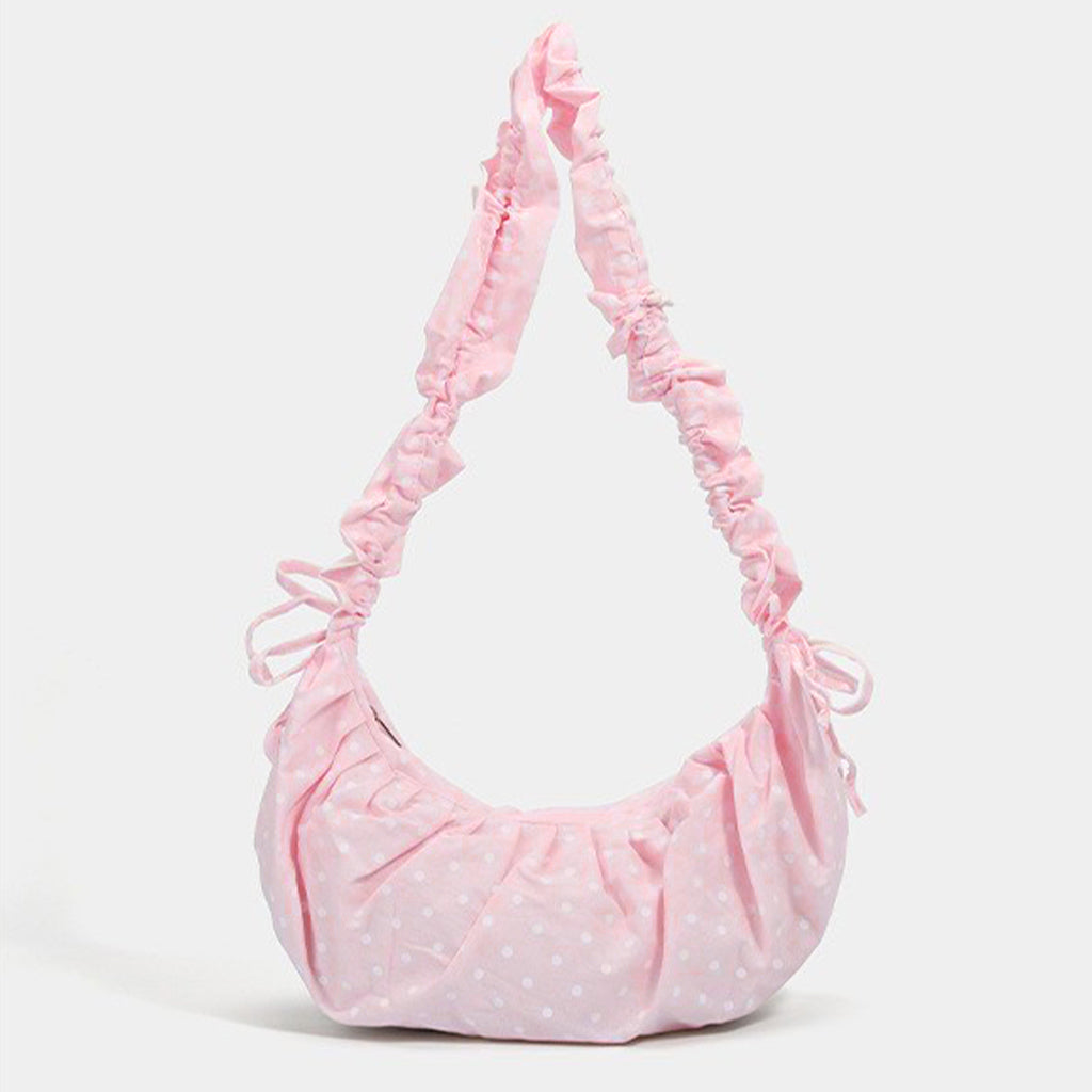 GUCSELECTED(B2448) กระเป๋าสะพายไหล่ลายจุด-ปรับสายย่นสะพายข้างได้