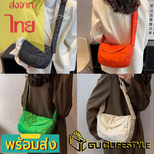 GUCSELECTED(B1906) กระเป๋าสะพายไหล่สีสดใส น้ำหนักเบา สําหรับผู้หญิง