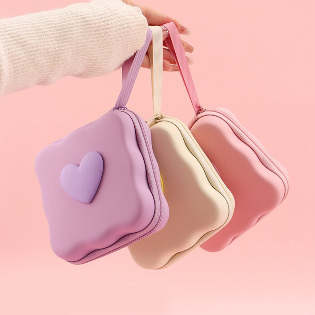 GUCSELECTED(B2347) กระเป๋าจัดระเบียบอเนกประสงค์หูฟัง สายชาร์จ ลายหัวใจ เก็บอุปกรณ์ที่ชาร์จแบต