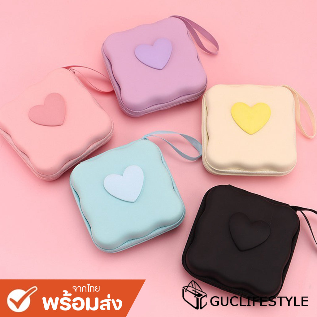 GUCSELECTED(B2347) กระเป๋าจัดระเบียบอเนกประสงค์หูฟัง สายชาร์จ ลายหัวใจ เก็บอุปกรณ์ที่ชาร์จแบต