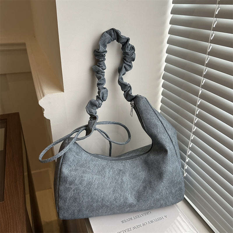 GUCSELECTED(B2070) กระเป๋าสะพายไหล่หนังพียู-ปรับสายย่นสะพายข้างได้