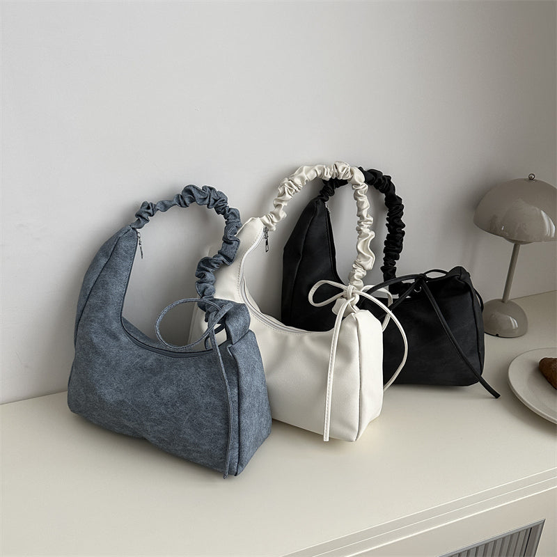 GUCSELECTED(B2070) กระเป๋าสะพายไหล่หนังพียู-ปรับสายย่นสะพายข้างได้