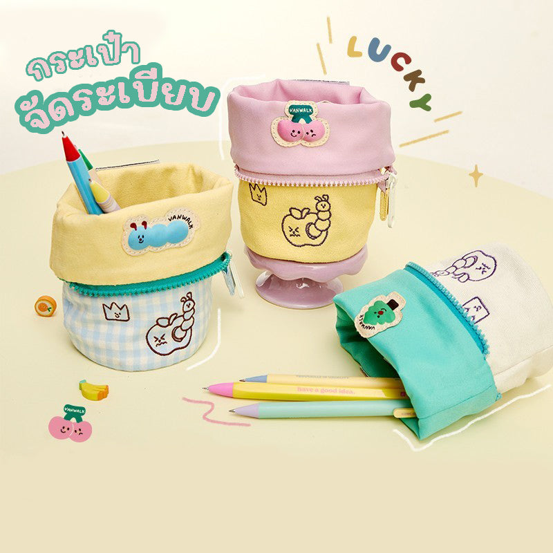 GUCSELECTED(B2299) กระเป๋าใส่ดินสอ-จัดระเบียบเครื่องสำอางค์-ทรงกระบอกพับได้