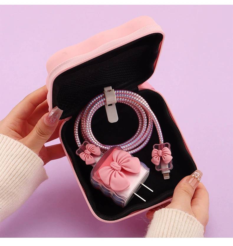 GUCSELECTED(B2347) กระเป๋าจัดระเบียบอเนกประสงค์หูฟัง สายชาร์จ ลายหัวใจ เก็บอุปกรณ์ที่ชาร์จแบต