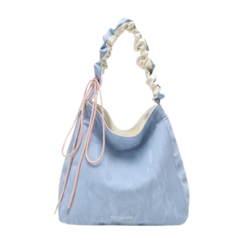 GUCSELECTED(B2495) กระเป๋าสะพายไหล่หนังพียูลายกำมะหยี่-ปรับสายย่นสะพายข้างได้