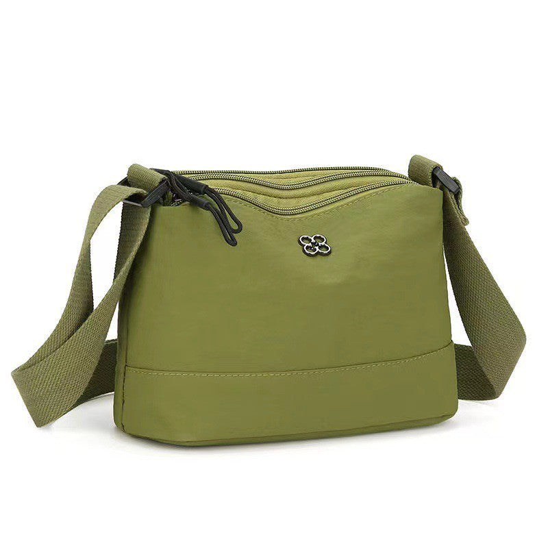 GUCSELECTED(B2283) กระเป๋าสะพายข้างผ้าไนล่อนมี4ช่องซิป ทรงสีพื้น-ขนาด 10 นิ้ว สีดำ