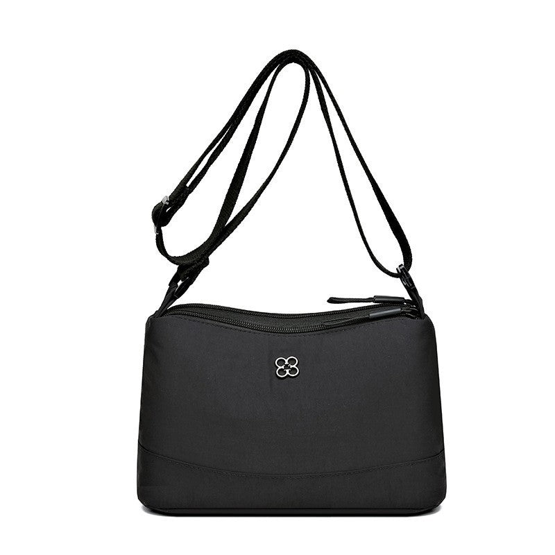 GUCSELECTED(B2283) กระเป๋าสะพายข้างผ้าไนล่อนมี4ช่องซิป ทรงสีพื้น-ขนาด 10 นิ้ว สีดำ