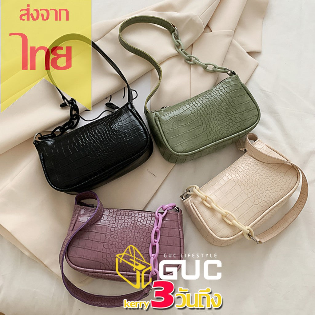 GUC SELECTED(B1287)กระเป๋าสะพายไหล่PUมีลาย กระเป๋าสะพายไหล่ กระเป๋าถือ