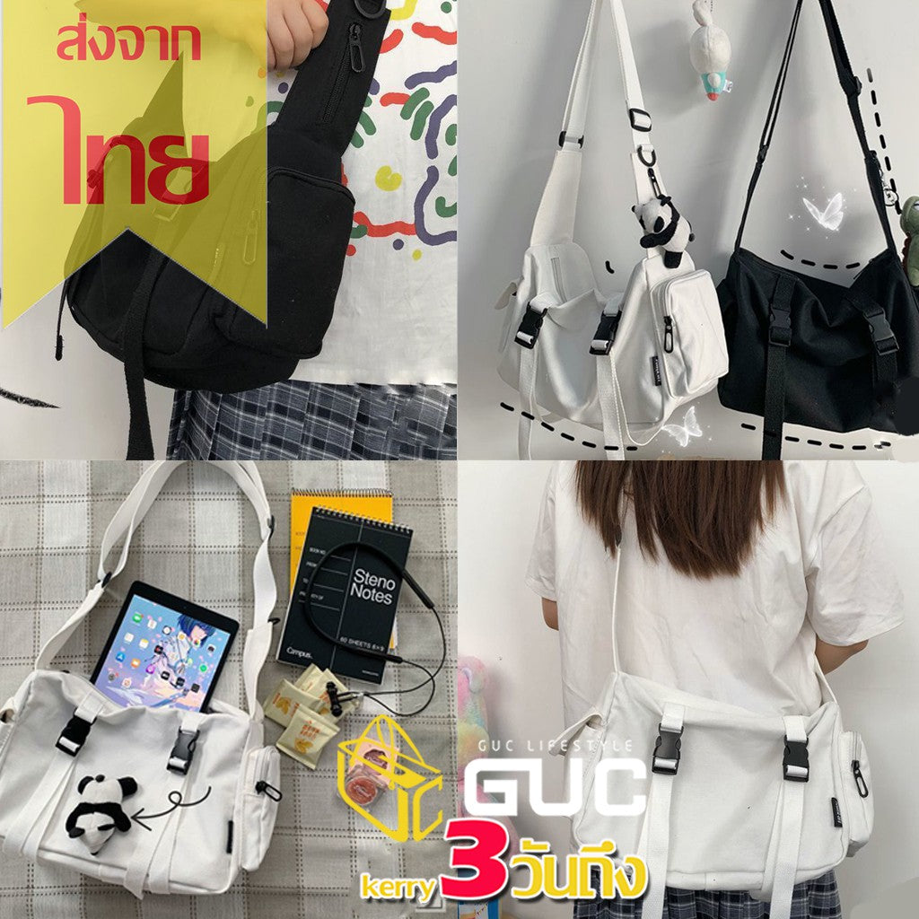 GUC SELECTED(B1438)กระเป๋าผ้าสะพายข้างแคนวาส สุดเท่