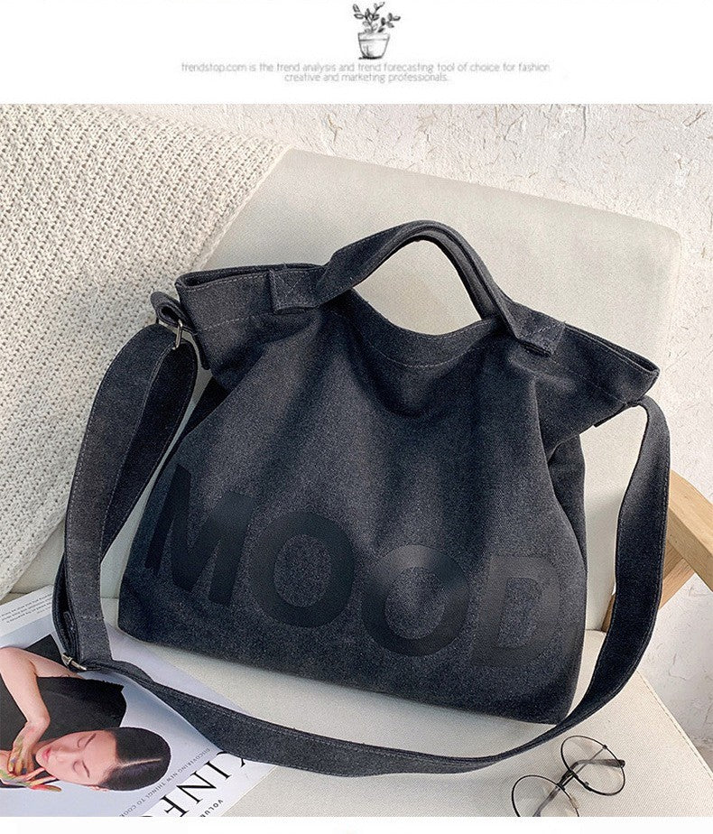 GUCSELECTED(B1813) กระเป๋าผ้าสะพายข้าง MOOD.ผ้าแคนวาส ผู้ชาย ผู้หญิง อินเทรนด์ญี่ปุ่น มี3สี