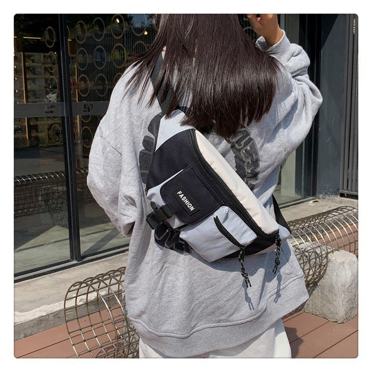 GUCSELECTED(B1853) กระเป๋าสายคาดอกสีทรูโทน ป้าย FASHION +แถมเข็มกลัด