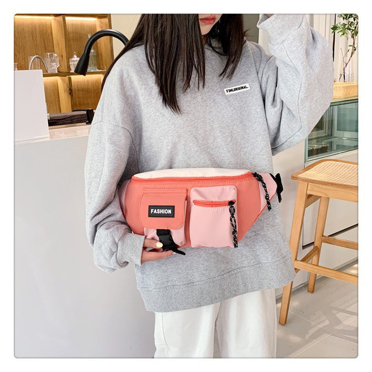 GUCSELECTED(B1853) กระเป๋าสายคาดอกสีทรูโทน ป้าย FASHION +แถมเข็มกลัด